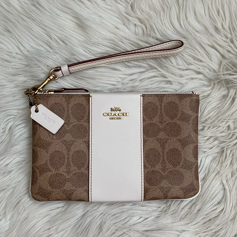 Coach Small Wristlet In Colorblock Signature Canvas - Picture 3 of 15